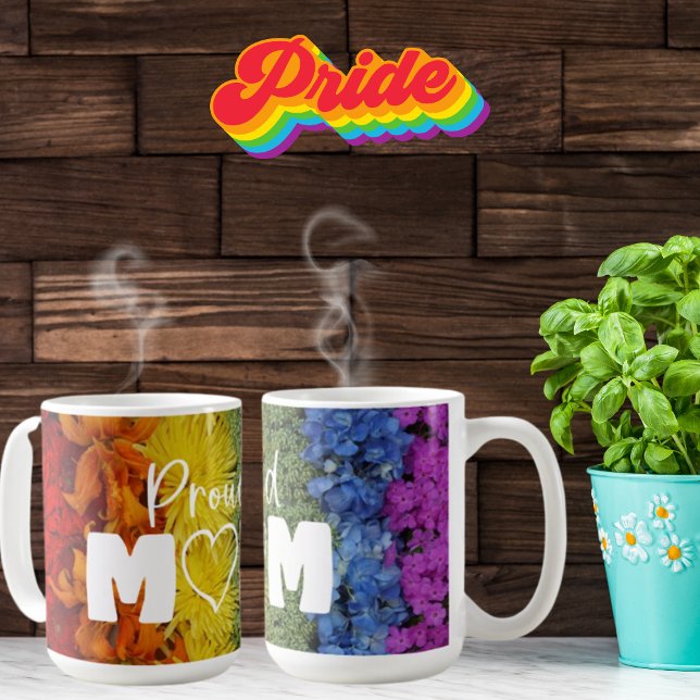 Proud Mamma Gay pride Rainbow Blommigt Flagga Mugg (Skapare uppladdad)