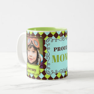Proud MAMMA Grönt och Brown 2 Photo Två-Tonad Mugg