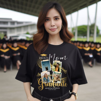 Proud Mamma Guld Student Photo Collage Studenten T Shirt