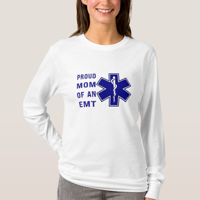 Proud Mamma i en EMT - Mamma som stöder detta T Shirt (Framsida)