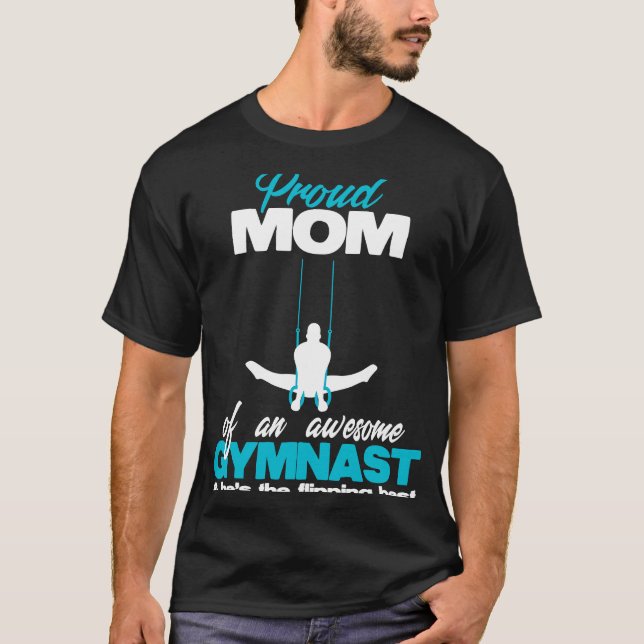Proud Mamma i en Fantastisk Boy Gymnast Ringar Com T Shirt (Framsida)