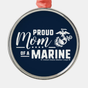 Proud Mamma i en marin - vit Julgransprydnad Metall