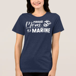 Proud Mamma i en marin - vit T Shirt