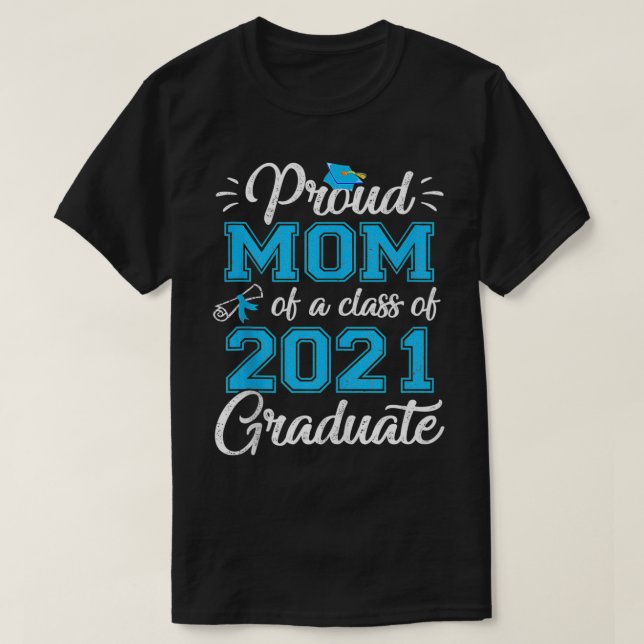 Proud Mamma i klass 2021 Student Funny Senior T Shirt (Design framsida)