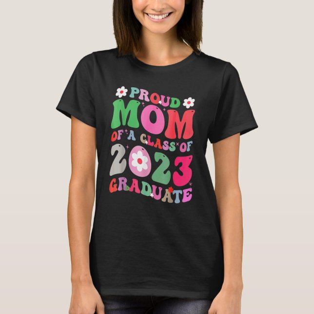 Proud Mamma i klass 2023 Student Groovy Senio T Shirt (Framsida)