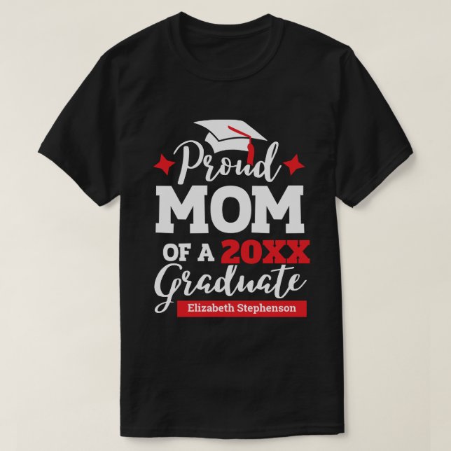 Proud Mamma i student, röd och vit T Shirt (Design framsida)