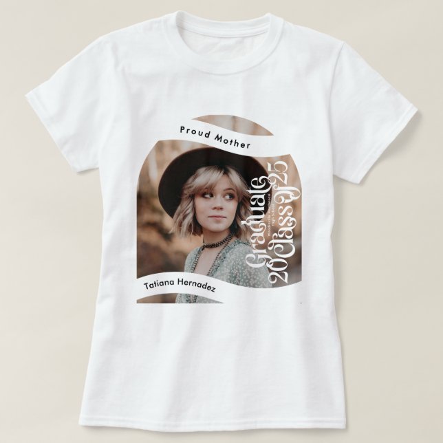 PROUD MAMMA-klassen 2025 SKOOL STUDENT Photo T Shirt (Design framsida)