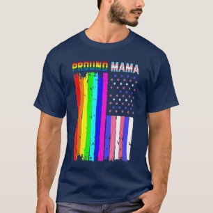 Proud Mamma Lesbisk Trans American Flagga LGBT Pri T Shirt