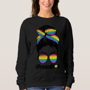 Proud Mamma Messy Hair Bun Lgbtq Rainbow Flagga Ga T Shirt