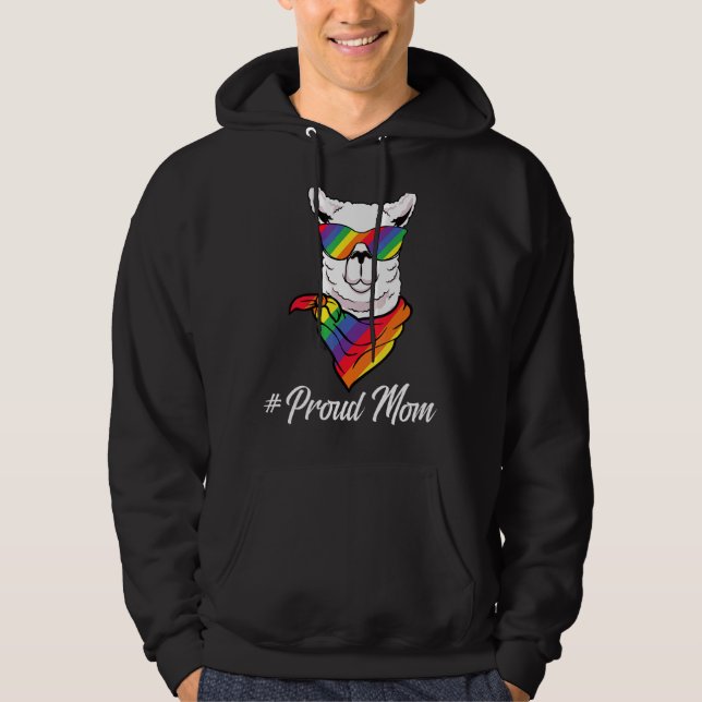 Proud Mamma Momma Llama Alpaca Pride Lgbt Rainbow  Hoodie (Framsida)