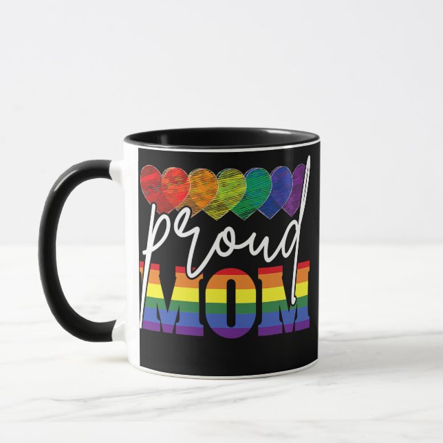Proud Mamma Mors dag HGBTQ Rainbow Flagga Gay  Mugg (Vänster)