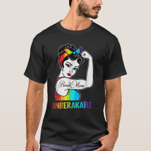 Proud Mamma Obrytbar regnbåge Flagga LGBTQ Gay pri T Shirt