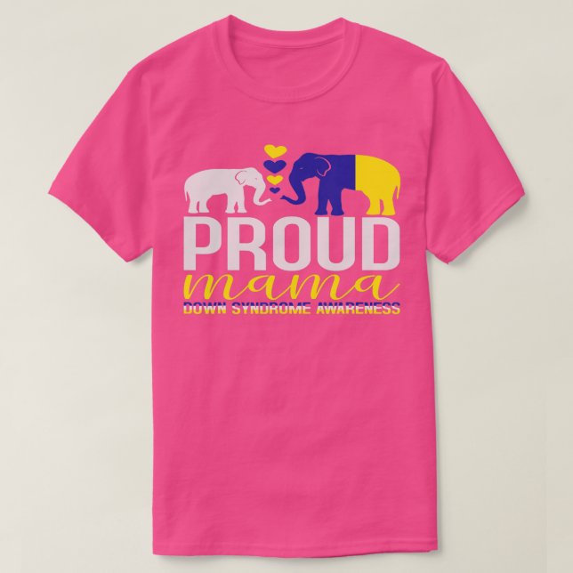 Proud Mamma och Baby Elephant down syndrome Awaren T Shirt (Design framsida)