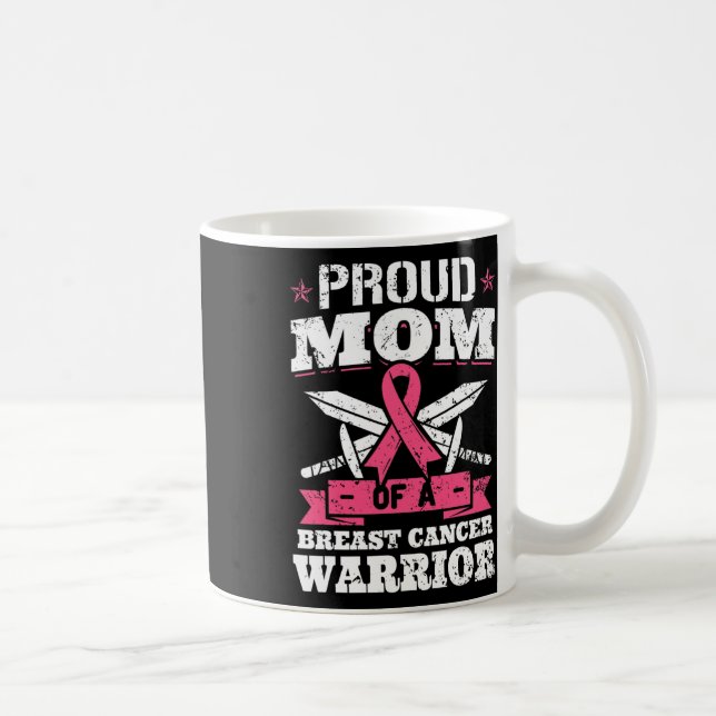 Proud Mamma of Breast Cancer Warrior Rosa Awarenes Kaffemugg (Höger)