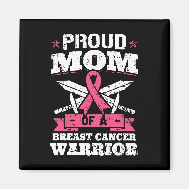 Proud Mamma of Breast Cancer Warrior Rosa Awarenes Magnet (Framsidan)