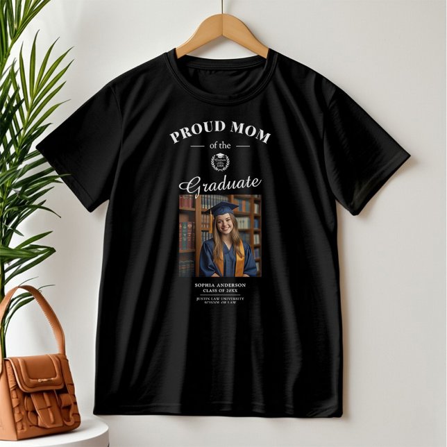 Proud Mamma Personlig Student Photo & Namn Black T Shirt (Skapare uppladdad)