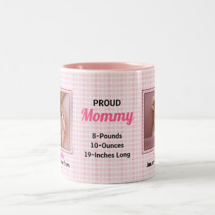 Proud Mamma Polka dots med två Baby-foton Två-Tonad Mugg