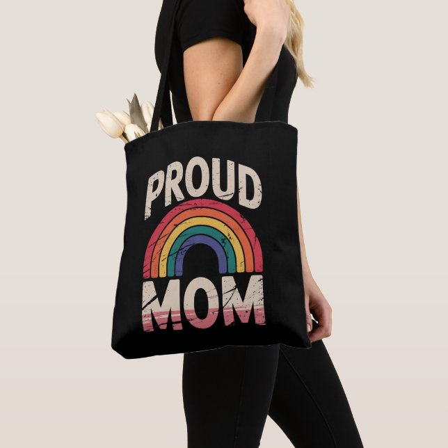 Proud Mamma Rainbow LGBTQ Gay pride Ally Tygkasse (Närbild)