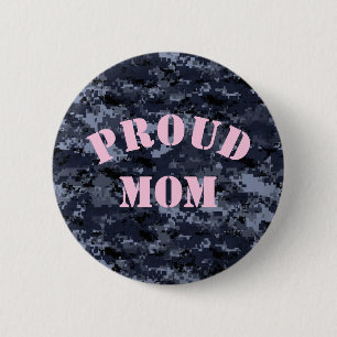 Proud Mamma U.S. Militär blå kamouflage-knapp Knapp