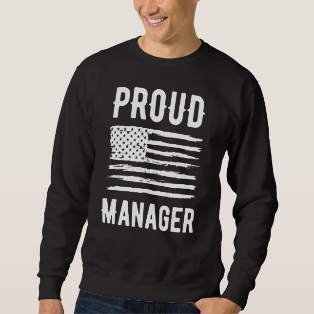 Proud Manager Profession American Flag Lång Ärmad Tröja (Framsida)