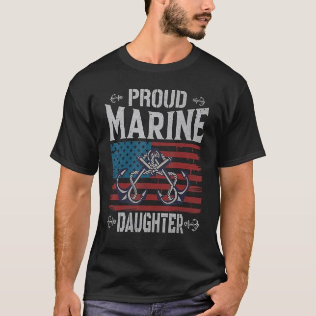 Proud Marine Daughter T Shirt (Framsida)