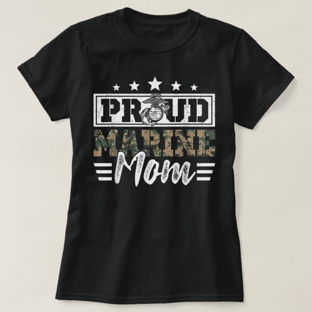Proud Marine Military Veteran Mom Mama Mommy Mothe T Shirt (Design framsida)