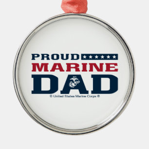 Proud Marine Pappa - Färg Julgransprydnad Metall