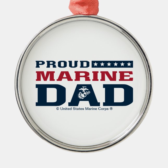 Proud Marine Pappa - Färg Julgransprydnad Metall (Framsidan)