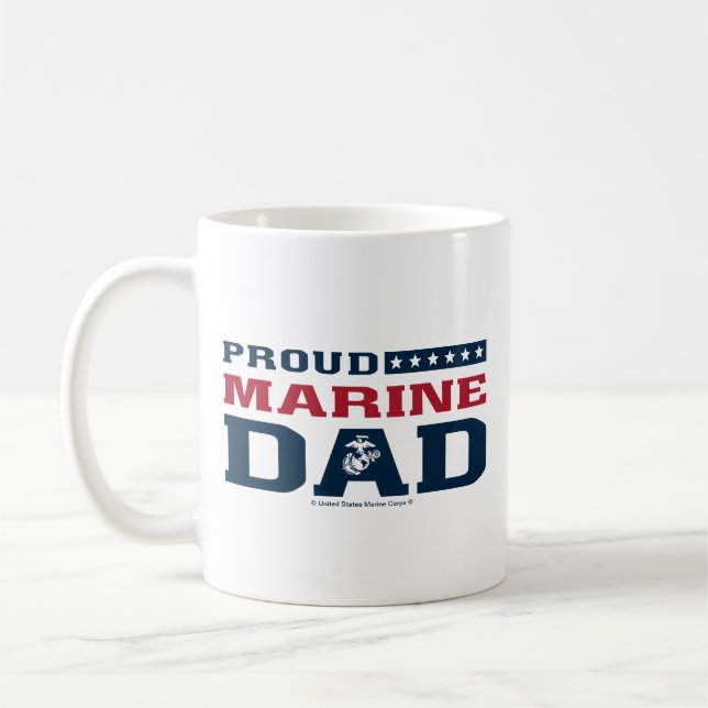 Proud Marine Pappa - Färg Kaffemugg (Vänster)