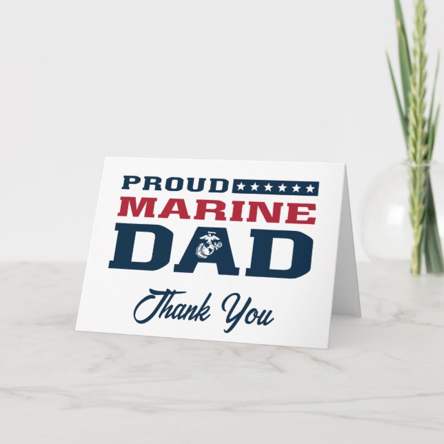 Proud Marine Pappa - Färg Tack Kort (Framsida)