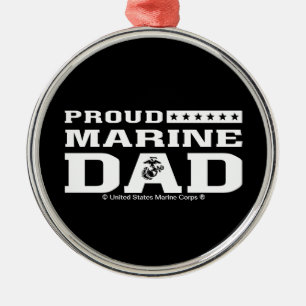 Proud Marine Pappa - White Julgransprydnad Metall