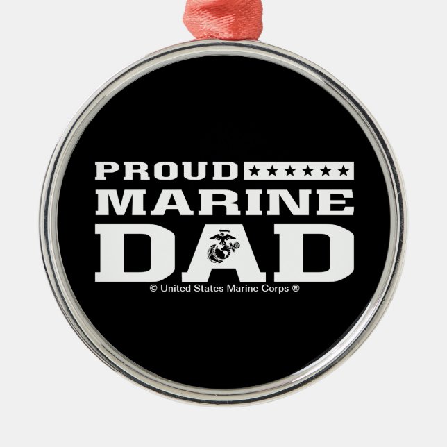 Proud Marine Pappa - White Julgransprydnad Metall (Framsidan)