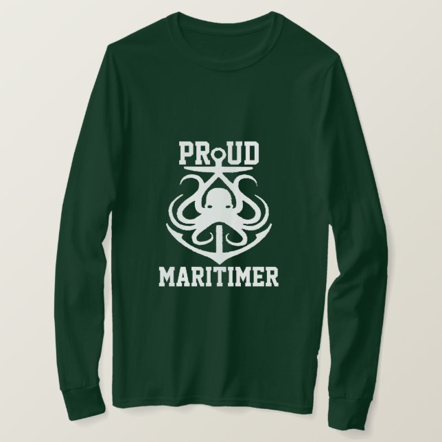 Proud Maritimer anchor octopus Lighthouse route T Shirt (Design framsida)