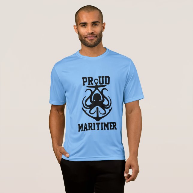 Proud Maritimer anchor octopus Lighthouse route T- T Shirt (Hel framsida)