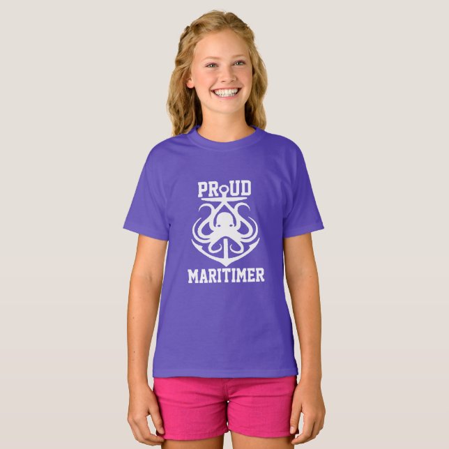 Proud Maritimer anchor octopus Lighthouse route T- T Shirt (Hel framsida)
