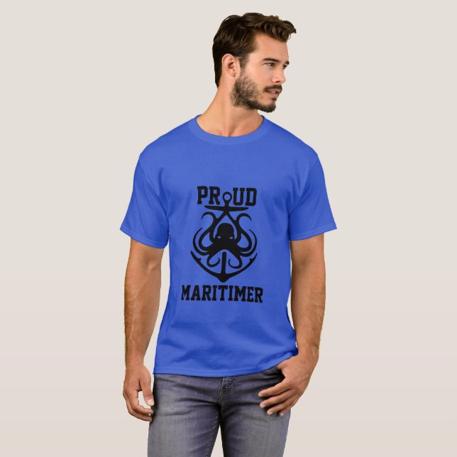 Proud Maritimer anchor octopus Lighthouse route T- T Shirt (Hel framsida)