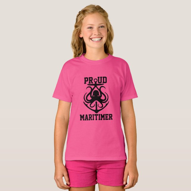 Proud Maritimer anchor octopus Lighthouse route T- T Shirt (Hel framsida)
