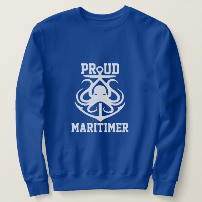 Proud Maritimer anchor octopus Lighthouse-rutten Lång Ärmad Tröja (Design framsida)