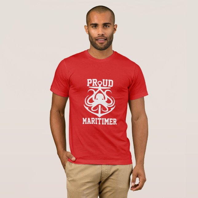Proud Maritimer anchor octopus Lighthouse-rutten T Shirt (Hel framsida)