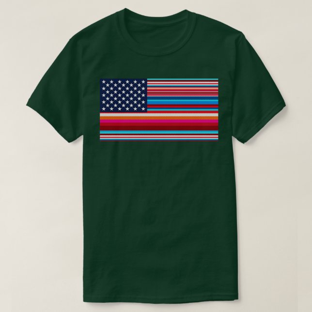 Proud Mexican American Serape American Flagga USA  T Shirt (Design framsida)