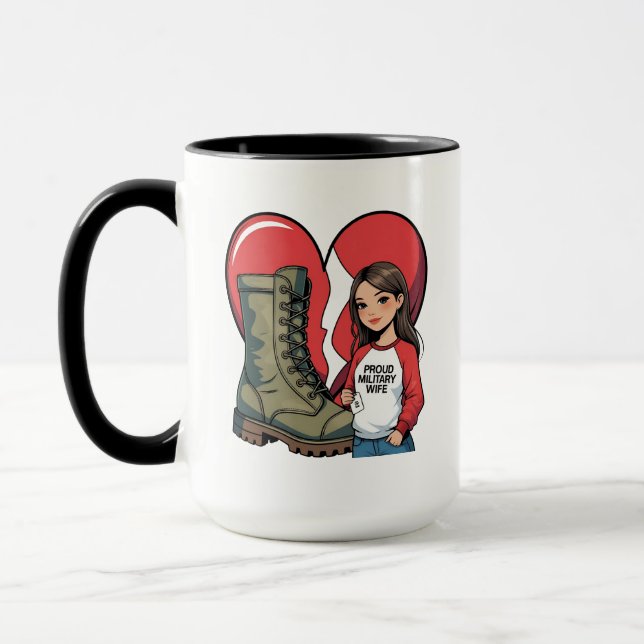 Proud Militär hustru - "Boot Wife" Heart Mugg (Vänster)