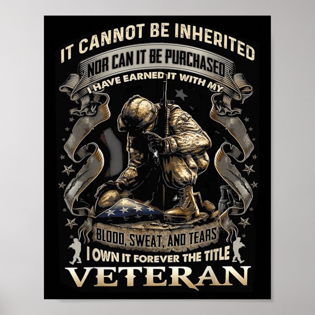 Proud Military Veteran Patriotic American Flag It  Poster (Framsidan)
