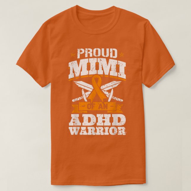Proud Mimi av ADHD Warrior Awareness Ribbon Gra T Shirt (Design framsida)