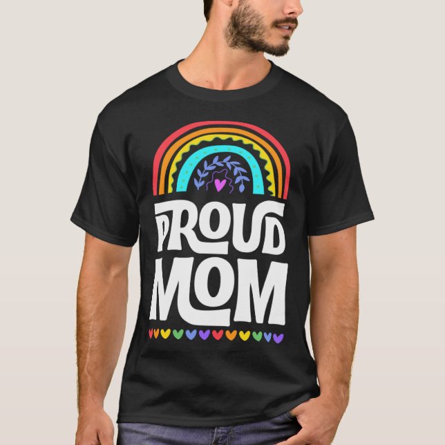 Proud Mom Gay Pride Flag Mothers Day Bohemian Rain T Shirt (Framsida)
