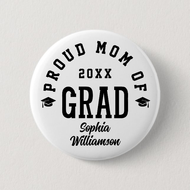 Proud Mom Grad Varsity Typography Graduation Knapp (Framsida)