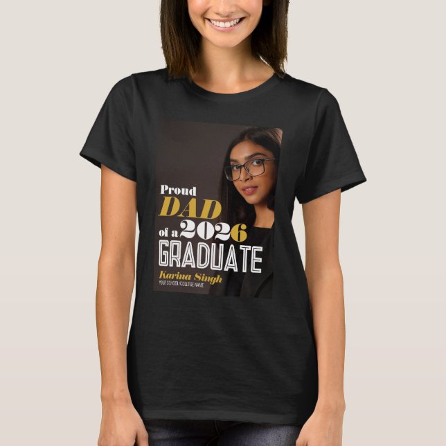 Proud Mom Graduation Photo T-Shirt – Modern Chic (Framsida)