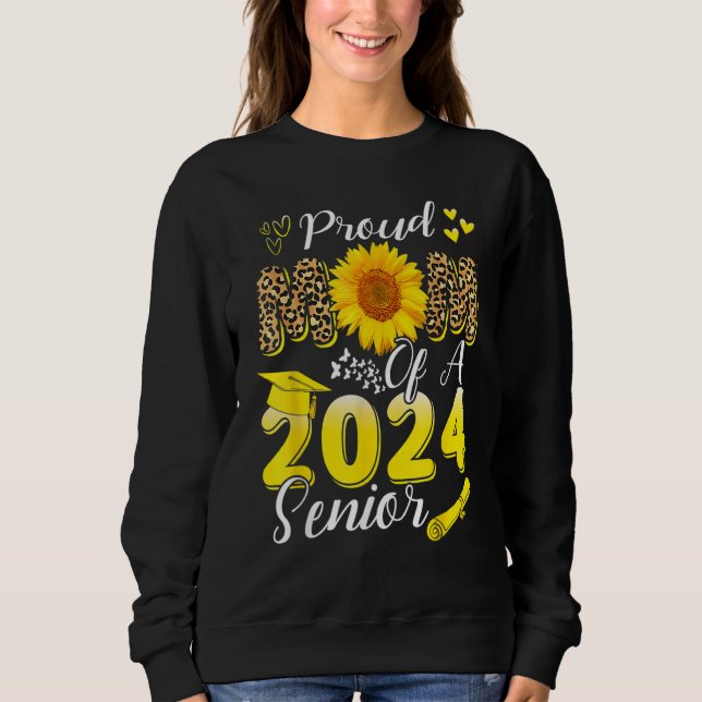 Proud Mom Of A 2024 Senior, Funny Leopard Sunflowe T Shirt (Framsida)