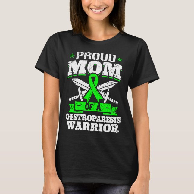 Proud Mom Of A Gastroparesis Warrior Awareness Rib T Shirt (Framsida)