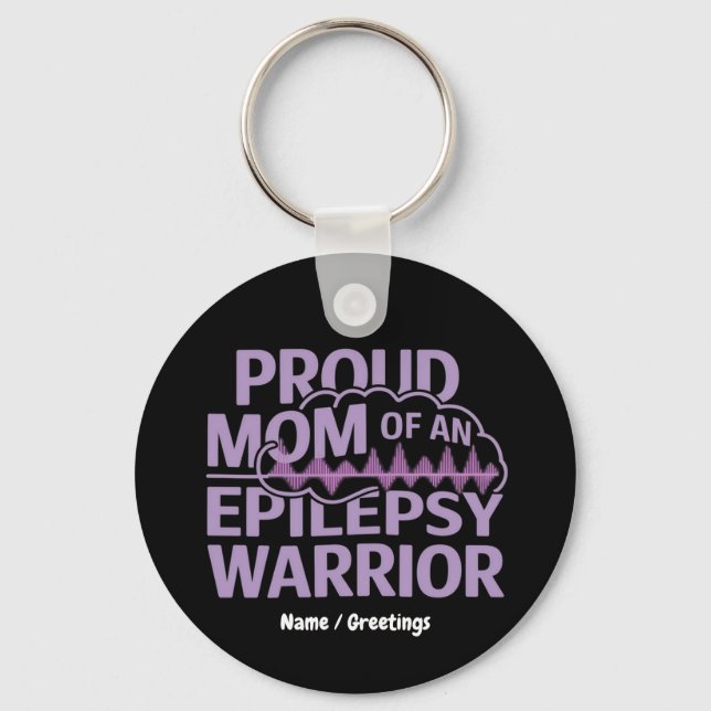  Proud Mom of an Epilepsy Warrior Brain Wave Nyckelring (Framsida)
