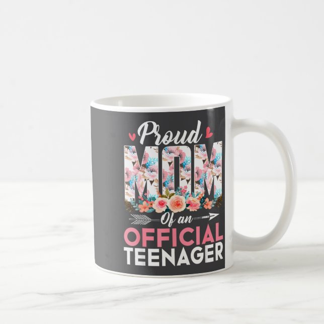 Proud Mom Of Teenager 13th Birthday Gift Girls Tee Kaffemugg (Höger)